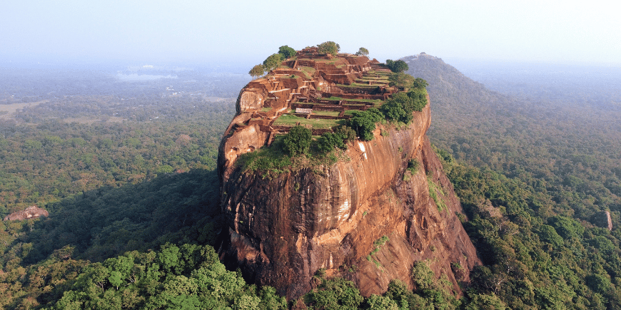 lion rock sigiriya in sri lanka bird's eye view